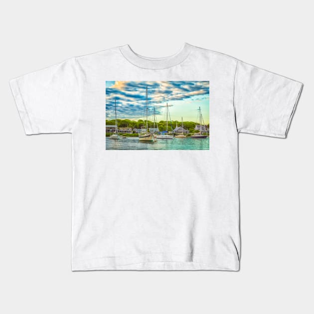 Falmouth Harbor Cape Cod Kids T-Shirt by Gestalt Imagery